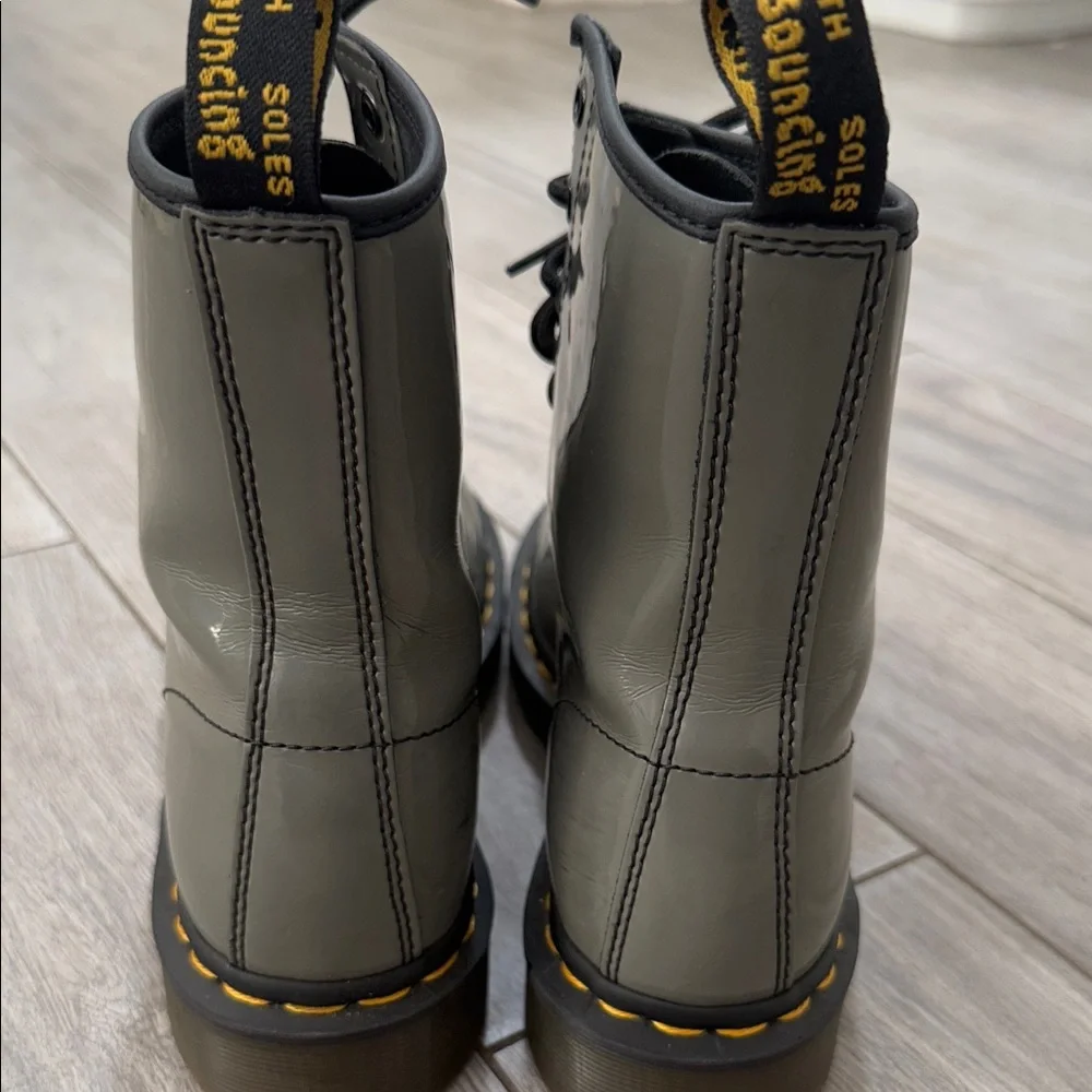 Dr. Martens Shiny Gray Lace-Up Boots - Picture 5 of 5